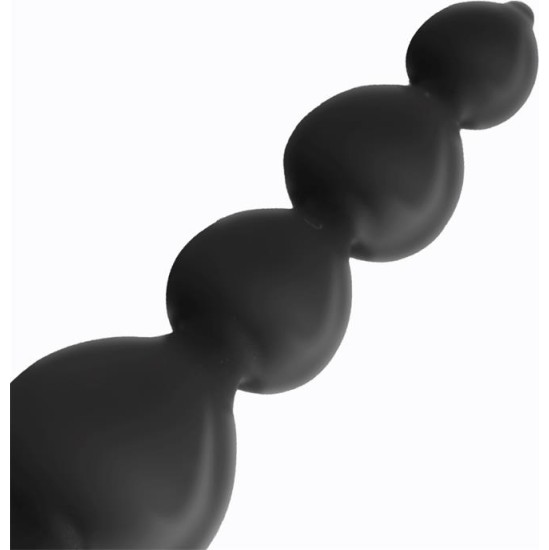 Tardenoche Clyde Beaded Butt Plug with Easy Pull Ring Silicone Black