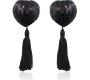 Latetobed Bdsm Line Self-Adhesive Heart Sequin Nipple Cover with Tassel Black