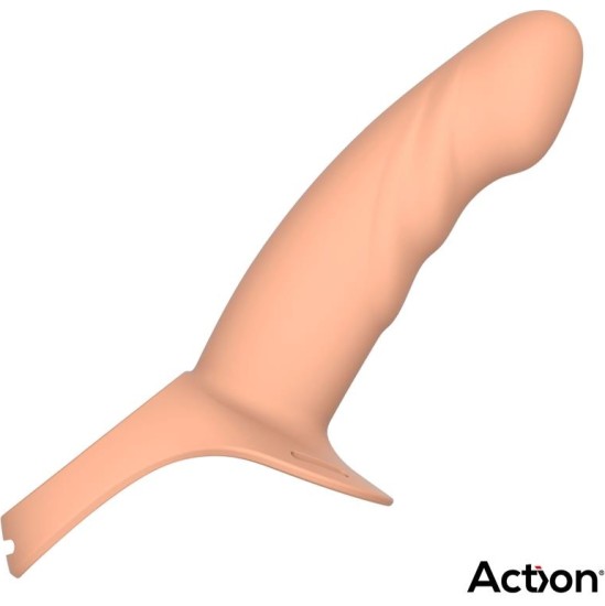 Action Strap-On with Hollow Dildo Premium Silicone Size L Flesh