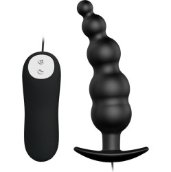 Prettylove Anal Plug Bubbles Vibrator Black withRemote Control