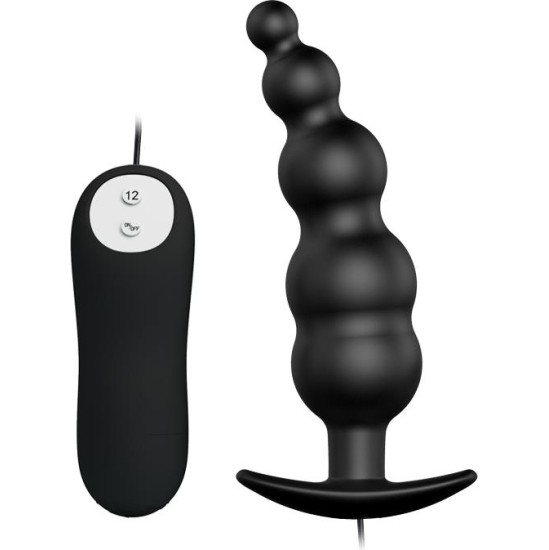 Prettylove Anal Plug Bubbles Vibrator Black withRemote Control