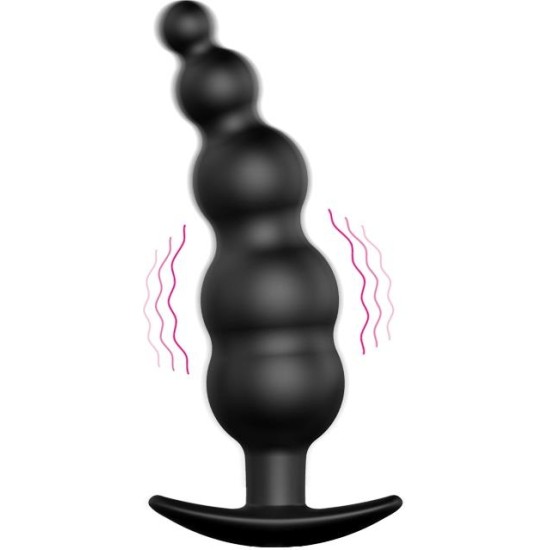 Prettylove Anal Plug Bubbles Vibrator Black withRemote Control