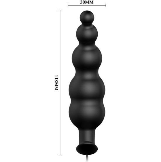 Prettylove Anal Plug Bubbles Vibrator Black withRemote Control