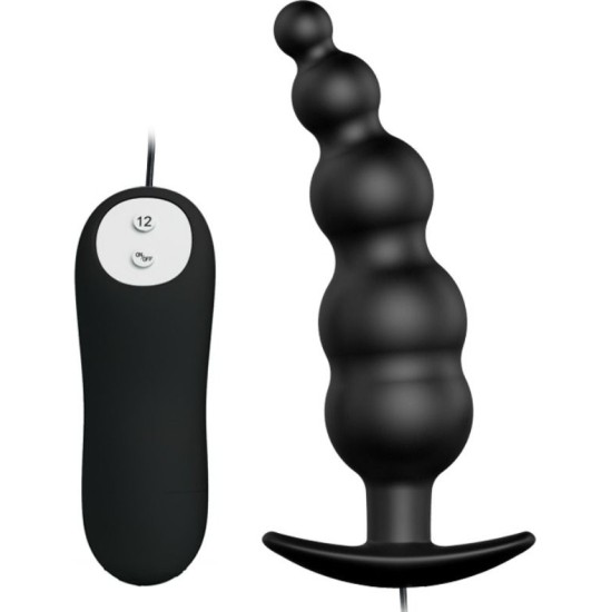 Pretty Love Bottom PRETTY LOVE - ANAL PLUG SILICONE EXTRA STIMULATION AND 12 VIBRATION MODES BLACK REMOTE CONTROL