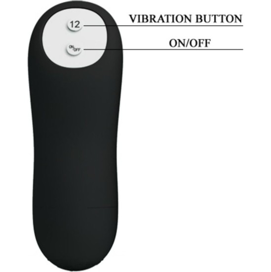 Pretty Love Bottom PRETTY LOVE - ANAL PLUG SILICONE EXTRA STIMULATION AND 12 VIBRATION MODES BLACK REMOTE CONTROL