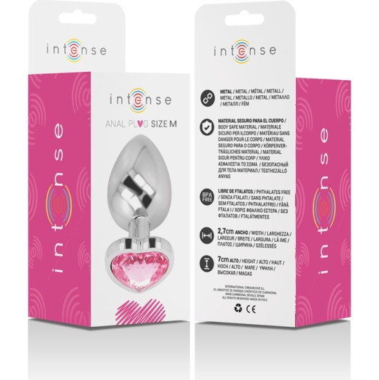 Intense Anal Toys INTENSE - ALUMINUM METAL ANAL PLUG PINK HEART SIZE M