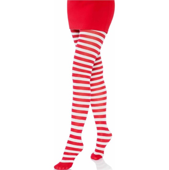 Leg Avenue Hosiery LEG AVENUE - WHITE/RED STRIPED TIGHTS