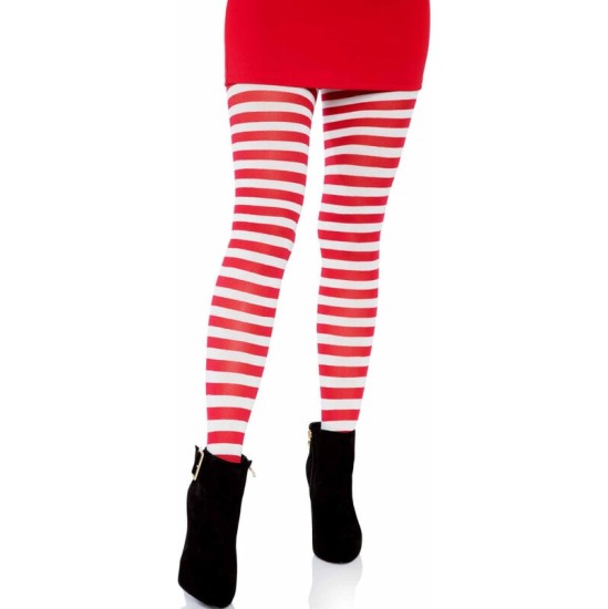 Leg Avenue Hosiery LEG AVENUE - WHITE/RED STRIPED TIGHTS