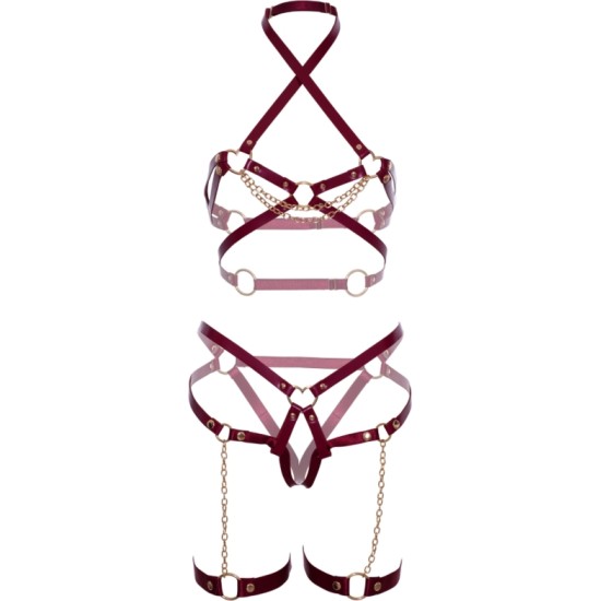 Leg Avenue Kink LEG AVENUE - HARNESS BRA & HEART GARTER L