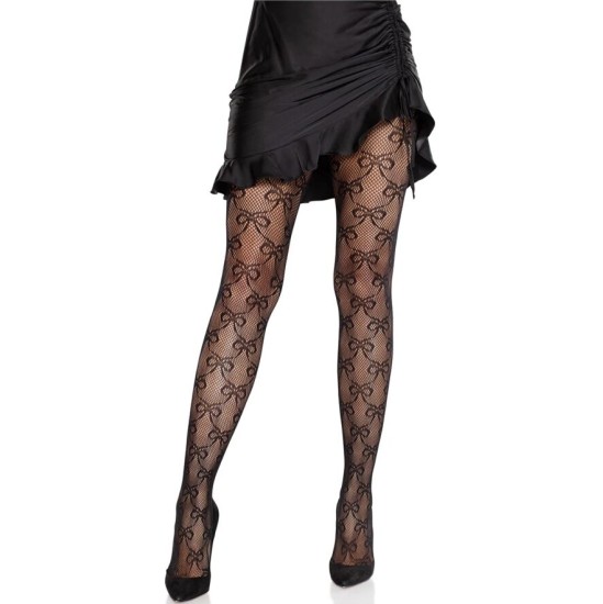 Leg Avenue Hosiery LEG AVENUE - FISHNET TIGHTS WITH BOW BLACK