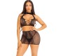 Leg Avenue Sets LEG AVENUE - BLACK OPEN LACE TOP & SKIRT