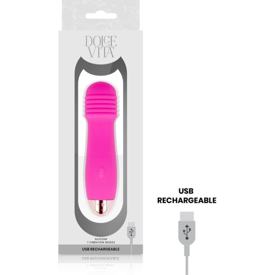 Dolce Vita RECHARGEABLE VIBRATOR THREE PINK 7 SPEEDS