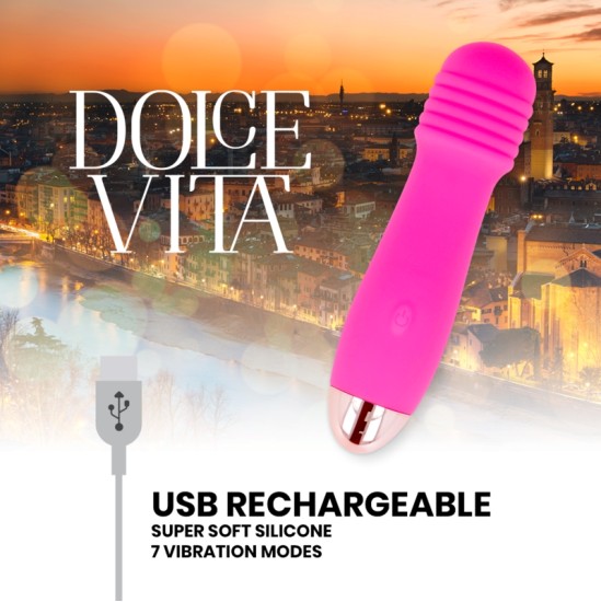 Dolce Vita RECHARGEABLE VIBRATOR THREE PINK 7 SPEEDS