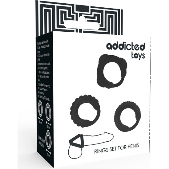 Addicted Toys НАБОР С-ОБРАЗНЫХ КОЛЬЦЕВ ЧЕРНЫЙ