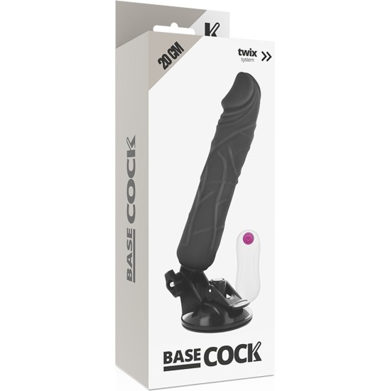 Basecock Reālistisks vibrators ar pulti melns 20 CM