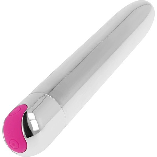 Ohmama Vibrators OHMAMA - RECHARGEABLE SILVER VIBRATOR 10 MODES 18.5 CM