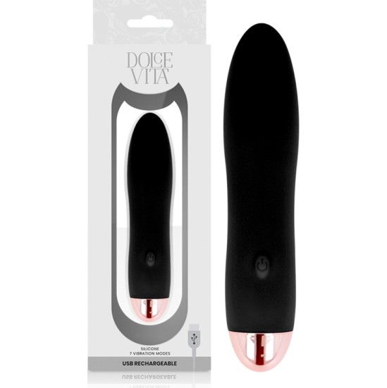 Dolce Vita RECHARGEABLE VIBRATOR FOUR BLACK 7 SPEEDS