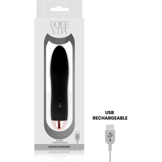 Dolce Vita RECHARGEABLE VIBRATOR FOUR BLACK 7 SPEEDS