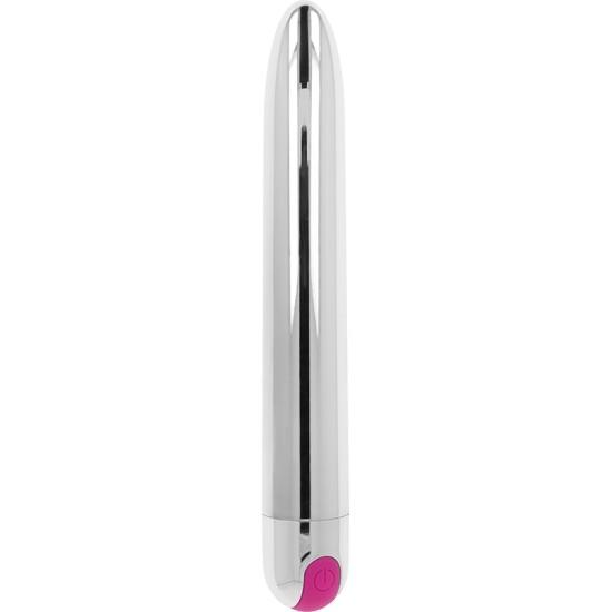 Ohmama Vibrators OHMAMA - RECHARGEABLE SILVER VIBRATOR 10 MODES 18.5 CM