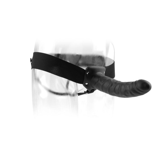 Fetiša Fantāzija 19 cm ar tukšu vidu STRAP-ON melna krāsa