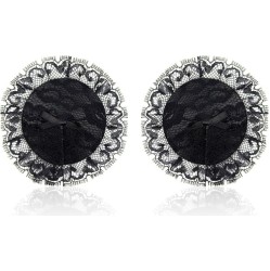 Latetobed Bdsm Line Nipple Covers with Lace Black