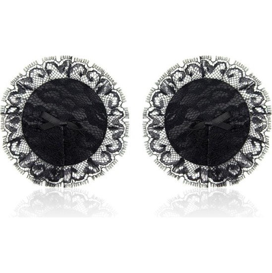 Latetobed Bdsm Line Nipple Covers with Lace Black