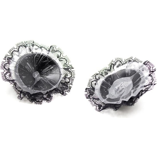 Latetobed Bdsm Line Nipple Covers with Lace Black