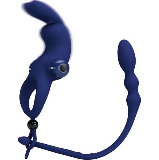 Prettylove Vibrating Penis Ring with Anal Chain