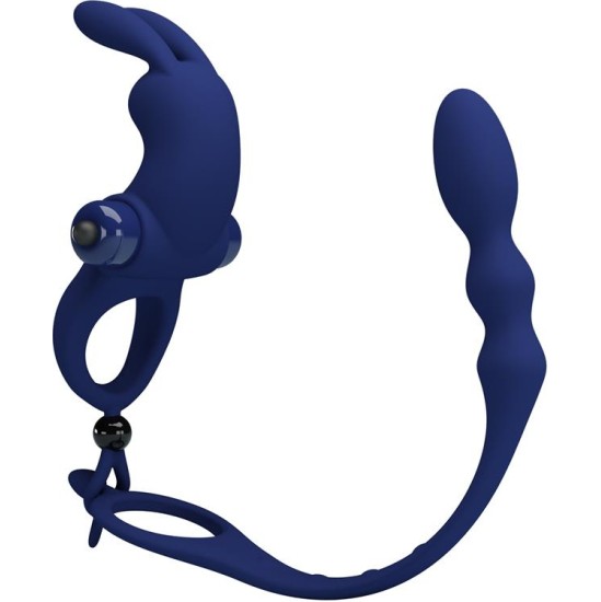 Prettylove Vibrating Penis Ring with Anal Chain