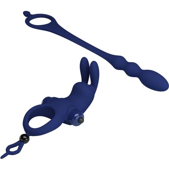 Prettylove Vibrating Penis Ring with Anal Chain