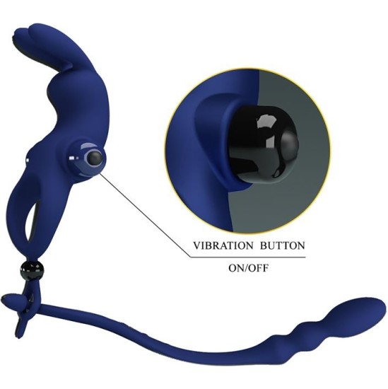 Prettylove Vibrating Penis Ring with Anal Chain