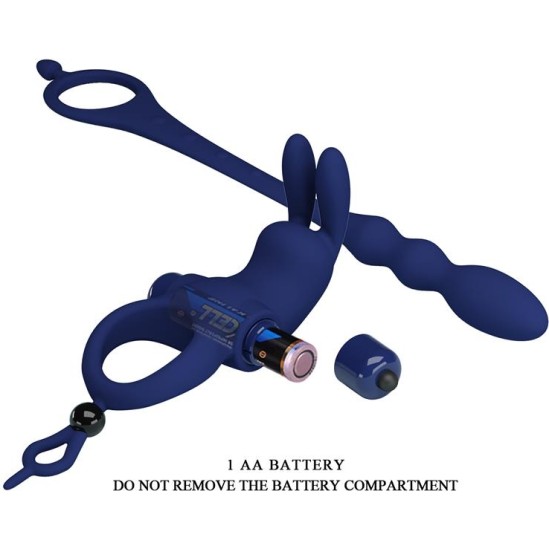 Prettylove Vibrating Penis Ring with Anal Chain