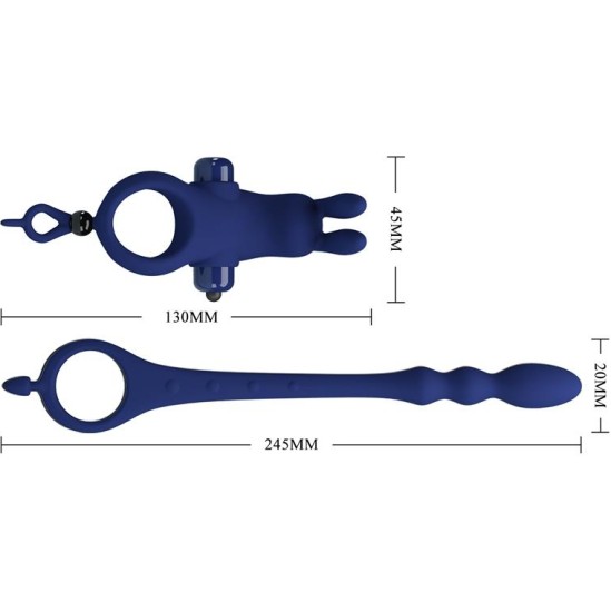 Prettylove Vibrating Penis Ring with Anal Chain