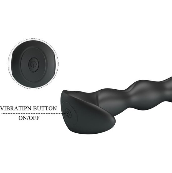 Prettylove Yale Butt Plug with Vibration Black