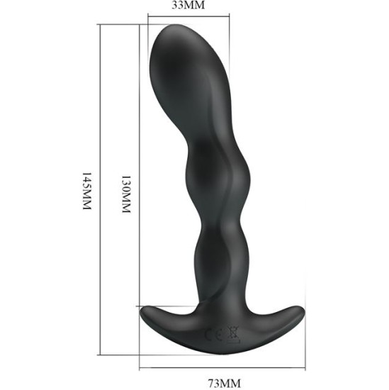 Prettylove Yale Butt Plug with Vibration Black