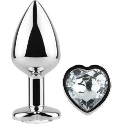 Secret Play Clear Crystal Heart Metal Butt Plug Size S