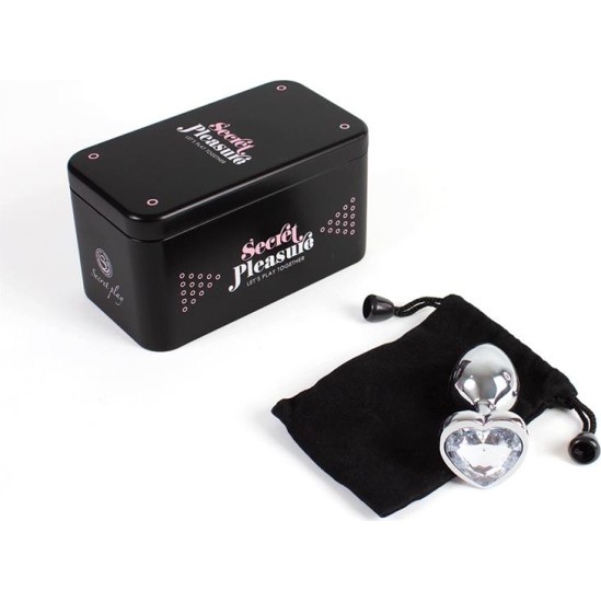 Secret Play Clear Crystal Heart Metal Butt Plug Size S