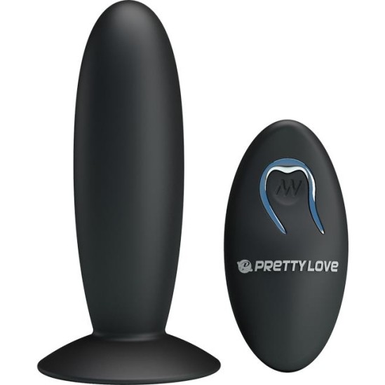 Prettylove Butt Plug with Remote Control Black