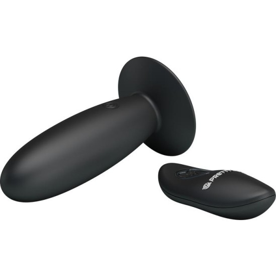 Prettylove Butt Plug with Remote Control Black
