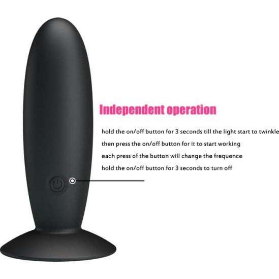 Prettylove Butt Plug with Remote Control Black