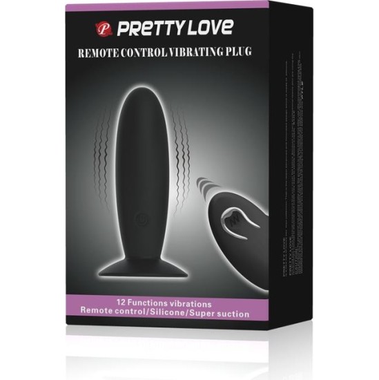 Prettylove Butt Plug with Remote Control Black