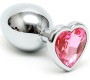 Bondage Play Butt Plug Plated Steel Crystal Heart Pink