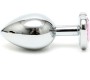 Bondage Play Butt Plug Plated Steel Crystal Heart Pink