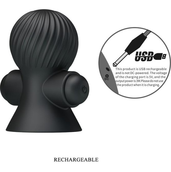 Prettylove Nipple Sucker with Vibration Black