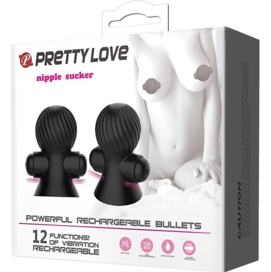 Prettylove Nipple Sucker with Vibration Black