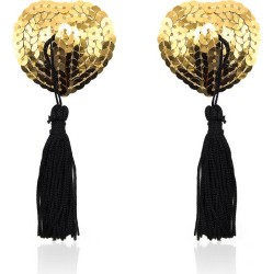 Latetobed Bdsm Line Heart Nipple Cover with Gold Sequins