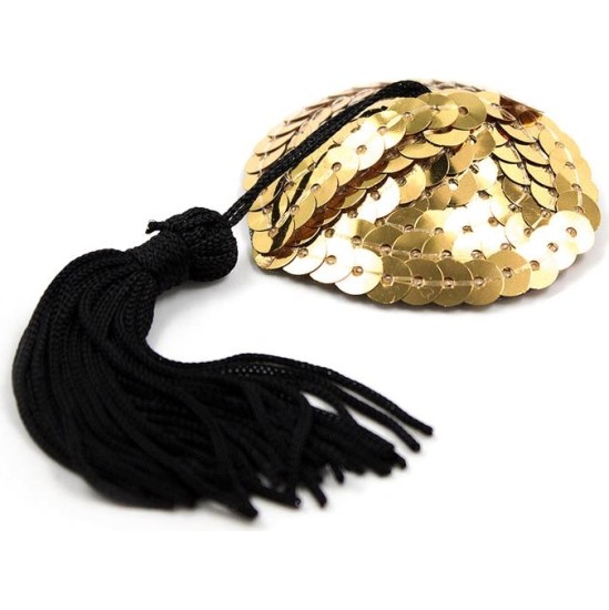 Latetobed Bdsm Line Heart Nipple Cover with Gold Sequins