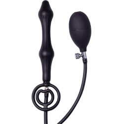Latex Play Inflatable Anal Plug with Double Balloon and Pump