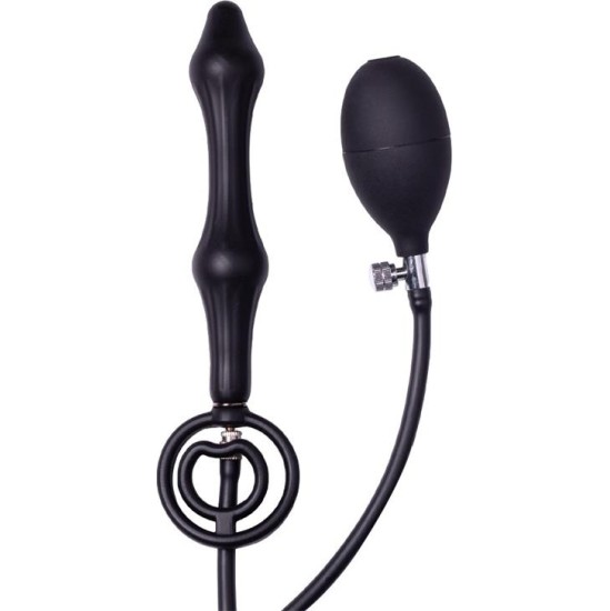 Latex Play Inflatable Anal Plug with Double Balloon and Pump