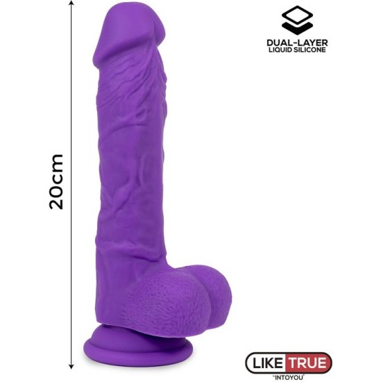 Liketrue Realistic Dildo Liquid Silicone Dual Layer 8 Purple